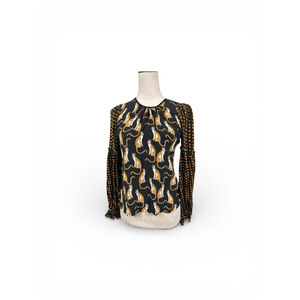 Anthropologie Bl^nk Brienz Cheetah Top With Ruffles Size Small